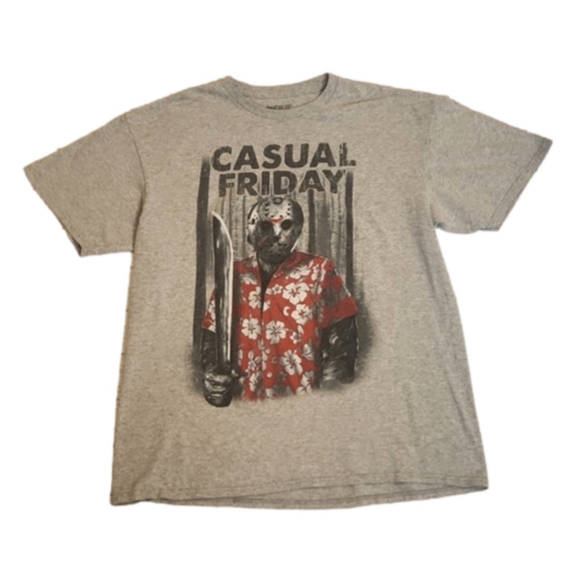 Mens/Unisex Friday the 13th gray Casual Friday tee Size L. - Picture 1 of 11